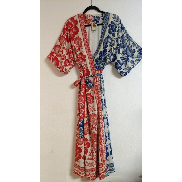 Women's Farm Rio Mixed Pineapple Garden Maxi Wrap Dress M - Picture 2 of 16